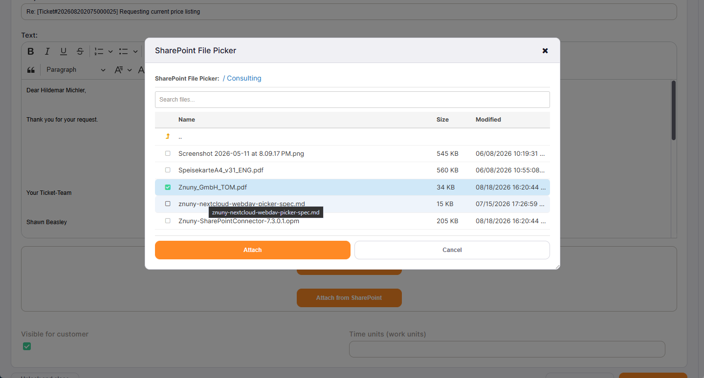 Attach From Modal